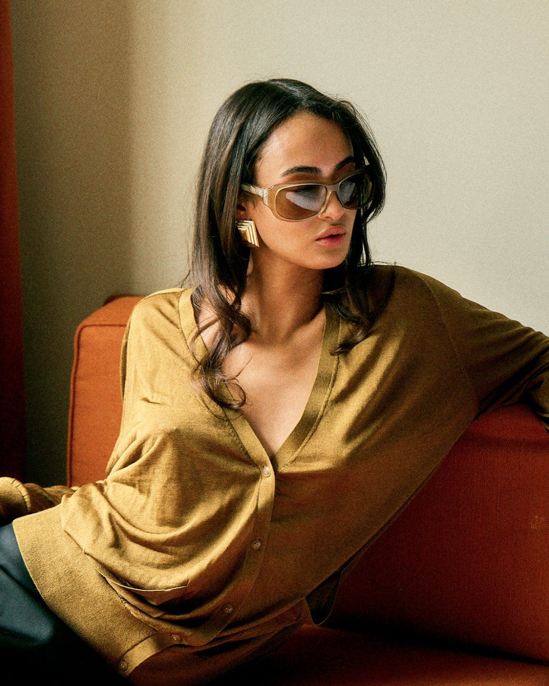 gold statement earrings ysl 