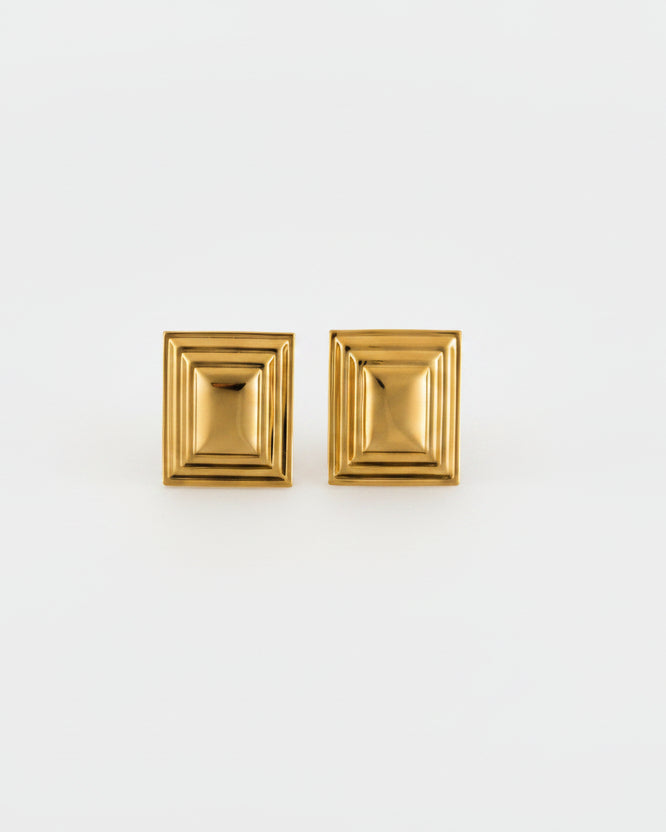 Sienta Gold Rectangle Statement Earrings | Cold Edges – COLD EDGES ...